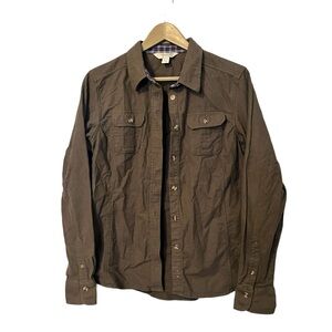 Gander Mountain Soft 100% Cotton Hiking Outdoors Olive Green Button Up - Medium